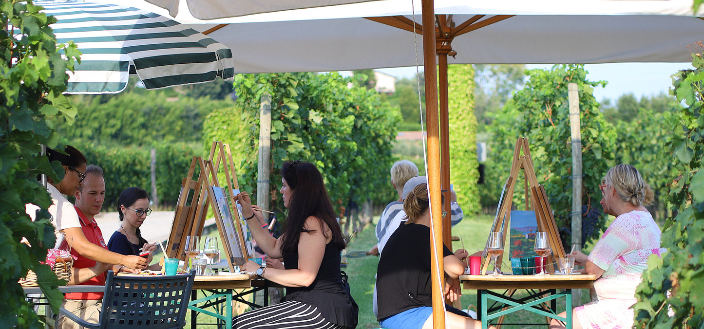 Esperienza artistica con degustazione di cibo e vino nei vigneti